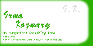 irma kozmary business card